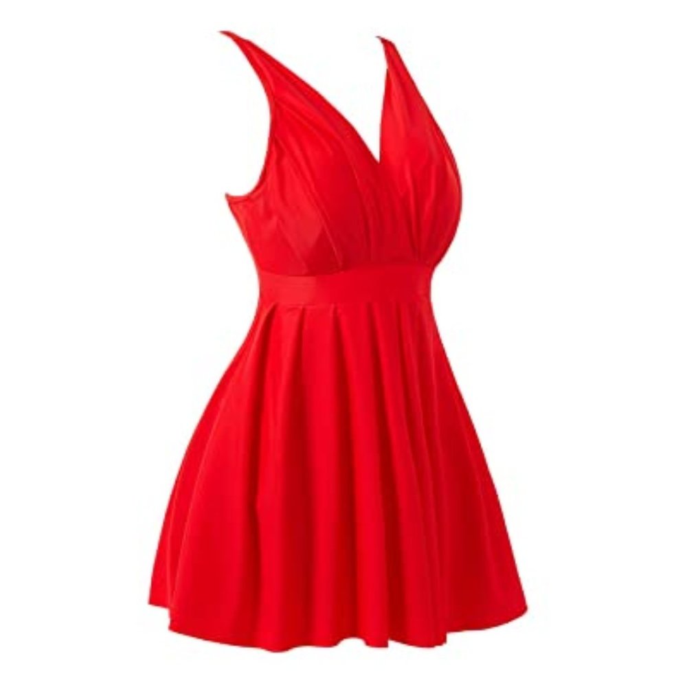 COCOPEAR Women's Pleated Skirt One Piece Swimdress